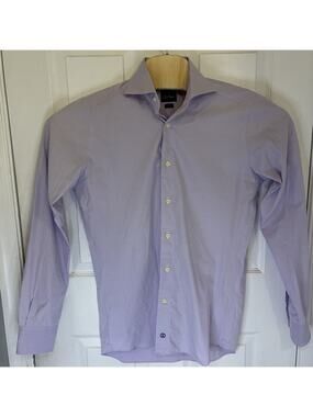 David Donahue Men's Purple Micro Grid Dress Shirt Size 15 34/35